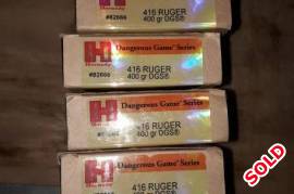 Hornady 416 Ruger 400gr DGS ammo, I have 4 boxes of Hornady 416 Ruger DGS ammo 400gr looking for R1200 a box 