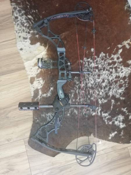 Bowtech Assassin Compound bow for sale, Bowtech Assassin with stabiliser, sight and rest available now!

Fully adjustable to suit almost any draw length.

- 26 - 30 inch draw weights,
- 40 to 70 Lbs draw weight
-IBO Speed - 333 fps
-Let -off - 65 - 80%

-Fast bow with little hand shock and vibration
-Lightweight and well balanced
-Very adjustable performance system with a nice valley and a very solid back wall
-The eccentric system can be equipped with either speed or smooth rotating module
-No bow press or cams/modules are required to adjust the draw length.

R6500.
