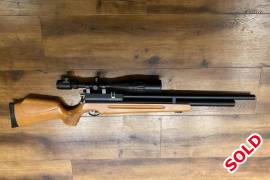 Artemis M22 .22 5.5mm PCP Rifle, scope, The SPA M22 is a very sturdy looking multi-shot PCP air rifle. The M22 is equipped with an integrated silencer, consistency valve, and an 11 rounds magazine. The nicely carved wooden stock is fully ambidextrous.
KEY FEATURES 



Item: M22
Caliber: 5.5 mm
Muzzle Velocity: +-1000fps @ 50 full-powered shots per fill!
Overall Length: 1140mm
Magazine: 11 shots
Safety: Yes
Stock: Wooden

Also selling Artemis p10 with scope, pump and accessories for R12000. Massive savings, happy to negotiate if both go together.

Reason for sale, other interests.

