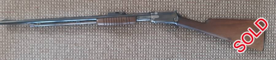 Winchester model 62, A slightly unusual one for Winchester collectors. Model 62 pump action .22 rifle in good working condition. Carries Union Acceptance mark & has a BSA-marked rear sight. Serial number is outside the normal serial number range. Possibly part of a special batch used by the military for training?