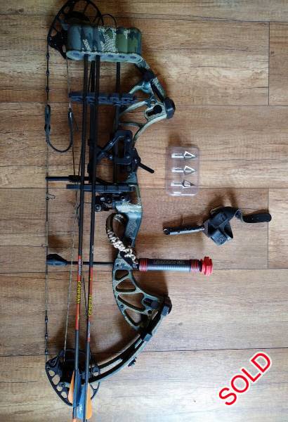 PSE DRIVE compound bow, PSE DRIVE compound bow includes these accessories 
-quiver
-Trigger release
-2x arrows
-hunting broadheads
-gun bag
​​​​​​!! Courier can be arranged to anywhere in SA
Whatsapp/email only