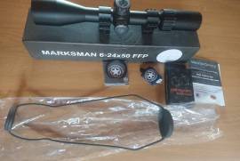 Vector Optics Marksman 6-24×50 FFP Rifle Scope, Description
Vector Optics Marksman 6-24×50 FFP Rifle Scope

Specifications:

Magnification: 6-24x
Objective Lens Dia.: 50mm
Ocular Lens Dia: 39mm
Ocular Lens: 62mm
Exit Purpil: 8.33–2.08mm
Optics Coating: FMC
Eye Relief: 100mm, 4.0in
Field of View: 17.1-4.5″ @ 100 yards
Field of View: 5.21-1.38M @ 100 meters
Field of View: 3.2-0.5°
Length: 360mm / 14.2in
Weight: 700g / 24.7oz
Tube Dia.: 30mm
Click Value: 1/10MIL / 1cm / 0.1MRAD
Elevation Range: 17.5MIL / 60MOA
Windage Range: 17.5MIL / 60MOA
Parallax Setting: 100 yards / 100 meters
Side Focus: 10 to infinite
Reticle: Etched glass VPA-MF
Main Body Finish: Black matte
Turrets Finish: Dark Silver
Illumination: N/A
Distance between objective lens part and middle turret: 70mm (2.8 inch)
Length of middle turret part: 35mm (1.4 inch)
Distance between middle turret part to power ring: 60mm (2.4 inch)
Shock tested to 750g, water proof at 1m
Fully nitrogen purged to eliminate any fogging of the lenses internally
Turret lock systerm. Coming with zero re-set feature
High quality 6061 T6 aircraft grade aluminum
Focus mark: 10, 15, 20, 25, 30, 40, 50, 60, 75, 100, 150, 300 and infinite
Diopter compensation from fast-focus eyepiece (+2 to -3)
Including items: one pair of 30mm weaver scope rings, instruction, lens caps and cleaning cloth etc

