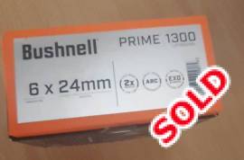 Bushnell Prime 1300 6x24mm, Bushnell rangefinder Perfek for Bow hunting and rifle hunting. Specs: Prime 1300 superior Low light performance / 2xBrighter / Angle range compensation / EXO Barrier / Anti water Fog / Reflective 1300 YDS / Tree 800 YDS / Deer 600 YDS. Do have Bow Mode from out a tree hunting. The rangefinder lying here, don’t have any use for it. Phone 079 809 0840