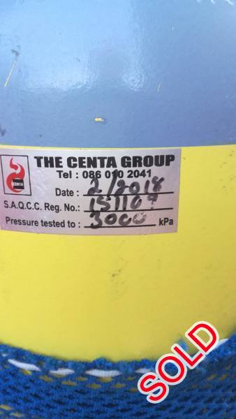 Scuba 15 lt Cylinder, 15 litre  230 BAR Scuba  Cylinder including net and boot.
Hydro tested during February 2018.
Situated in Bloemfontein.
Contact Raymond - 082 497 2747
Collection /shipping for buyers account.