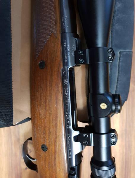 CZ-550 Safari classics  .375H&H , CZ-550 Safari Classics 375H&H Magnum for sale...R28000 with Scope (Leupold VX-3 3.5-10x40) or R25000 without scope...its Action has been Fully Glass bedded with free floating barrel + Varnish on the Turkish walnut stock has been removed and kept oiled...the rifle has only had 60 rounds fired since bought brand new.
