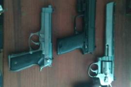 3 6mm Airsoft Pistols, USP needs a new trigger
M9 needs a new magazine
Python needs magnetic clips
All 6mm gas-operated