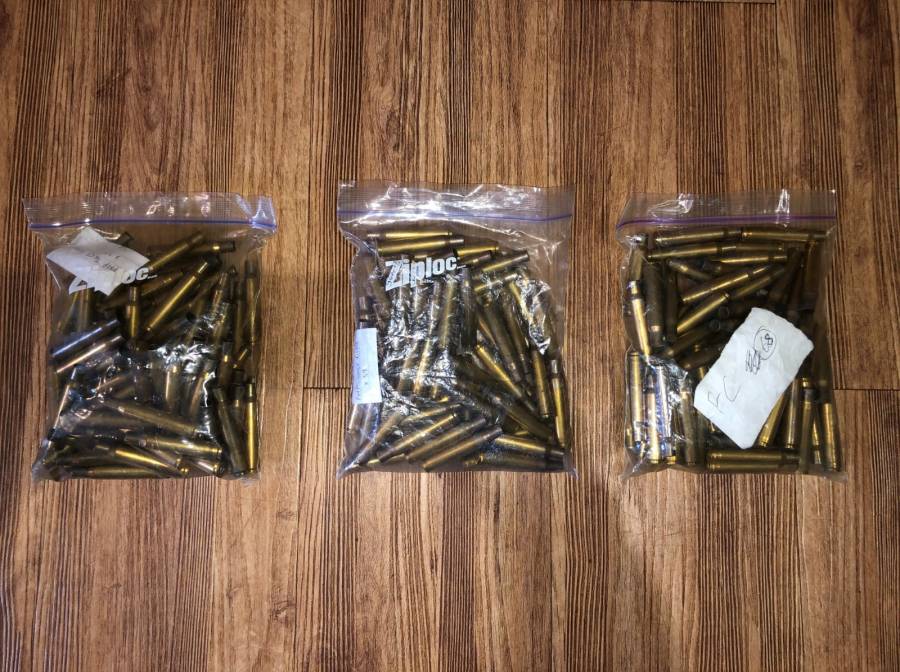 30-06 Brass, 30-06 PMP Brass once fired x 59 @ R5 each
30-06 Federal Brass once fired x 68 @ R5 each
30-06 PMP Brass twice fired x 77 @ R2 each

Price excludes courier or delivery