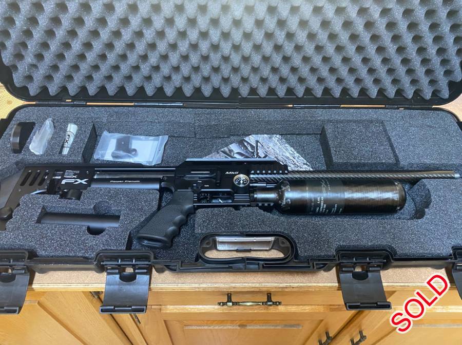 FX Impact MK2 700MM With extra's, FX Impact MK2, 700MM Custom Carbon Barrel (STX liner) with Huma transfer port, High power kit installed, Huma FX Regulator, Slug pin probe. Just been serviced.
Complete with case and FX 28 Round magazine and Huma single shot loader