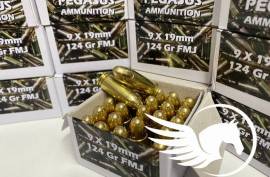 Bulk 9x19mm 124 grain FMJ Pegasus Factory Ammo, Bulk 9x19mm 124 grain FMJ Pegasus ammo direct from the factory.
Good quality locally manufactured ammo. Great value for money.
These are not reloads.
Competitive courier fee can be arranged for buyers account.