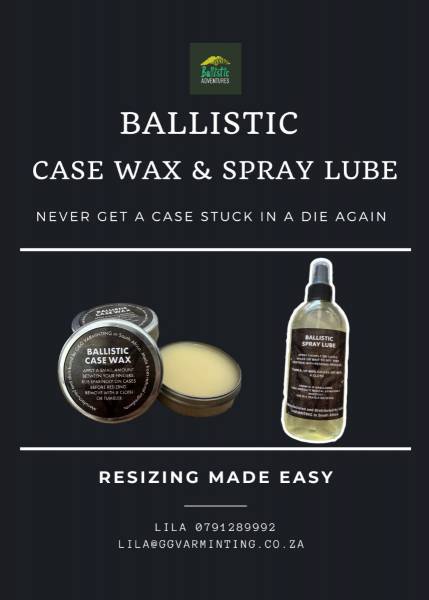 Ballistic Spray Lube, Never get a stuck case again. This spray lube is made in South Africa.
One bottle would last thousands of rounds. Dealer enquiries welcome.
