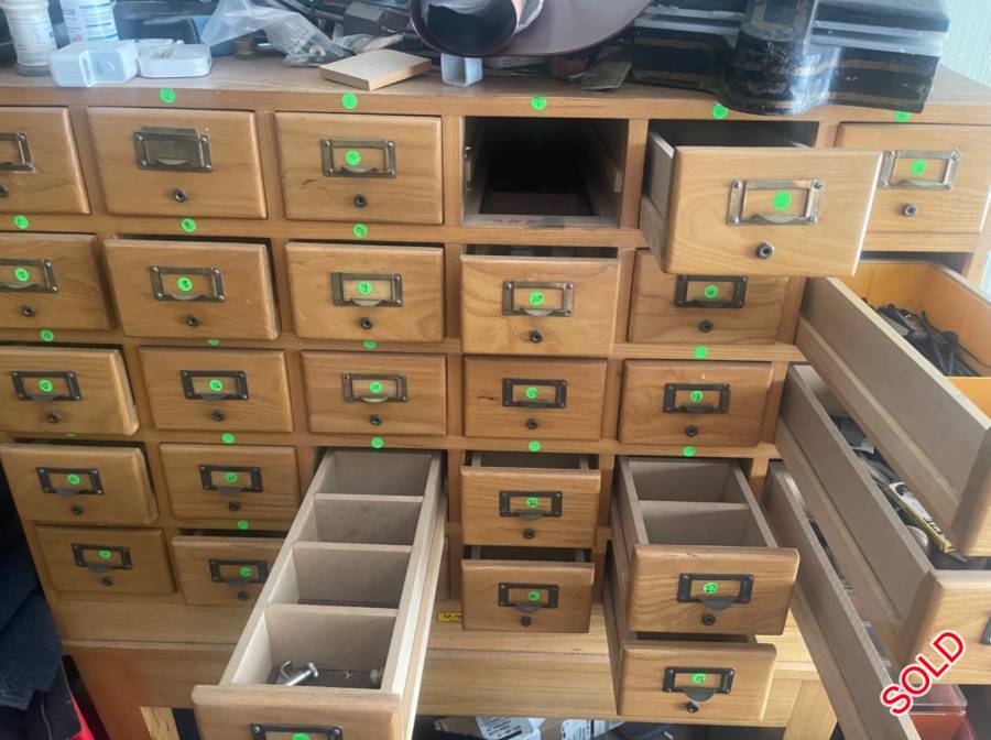 Reloading storage cabinet, Selling a 30 drawer reloading/ component cabinet. Yes, all drawers are there, one just not photographed. The drawers have bottoms and sides, and ideal for sorting sll your scope rings, mounts, ammo, dies, primers, heads and brass. No shortage of space. No silly offers.