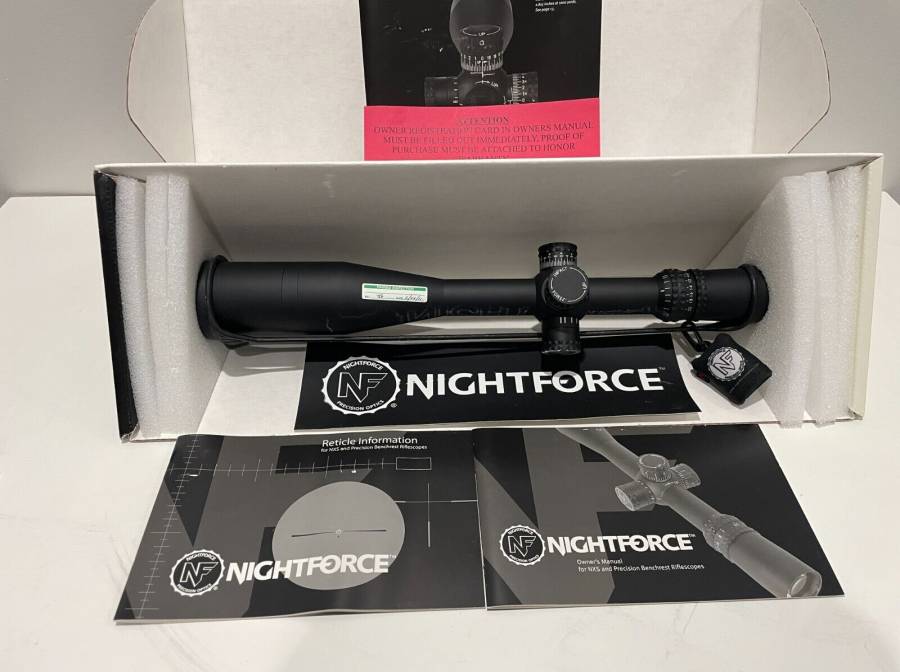 NIGHTFORCE-NXS 5.5-22x50mm, NP-R2 Reticle, Zero St, 
NIGHTFORCE-NXS 5.5-22x50mm, NP-R2 Reticle, Zero Stop, 0.25 MOA, C193.

The scope is brand new, Open Box, with all original books, packaging, lens covers and lens cleaning cloth. Priced very reasonably for a quick sale. Will do my best to answer any questions you may have.