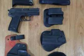 H&K USP Compact, H&K USP Compact 9mm, 4 off magazines, 4 off holsters, magazine puch and cleaning kit. Contact Jean at 084 872 8490. 