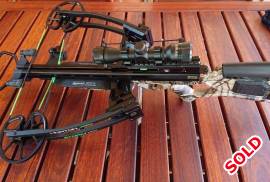 Horton Storm RDX Crossbow Package for Sale, Horton Storm RDX Crossbow Package for Sale. Comes with the Horton 4X32 Scope (non-illuminated), Horton 3 arrow quiver, Horton Universal Soft Carry Case, DeddSled 50 Rope Cocker and 3 400-grain carbon arrows with 100-grain practice points. (Note that the fleching on one arrow is damaged). The Crossbow is in mint condition and a top of the range Crossbow, not to be missed. Shoots up to 370 FPS / 122 FP KE (with 400-grain arrows) Call or WhatsApp 0763364500