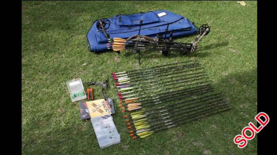 Hoyt Reflex Charger 60-70 Pound Bow full kit, Hoyt Reflex Charger 60-70 Pound Bow
Spott Hogg Hogit Fibre optic site
Trophy taker arrow rest 
Fuse 3 on bow arrow holder
3 x golden tip ultralight 300 arrows
13 x Easton Powerflight 340 Arrows
5 x Beman Nightfall 340 Arrows
4 X Easton Injexion 330 Arrows
Trigger 
Easton Allen key set
2 X used Slick Tricks Broad Head s
4 X new (in Packaging) Slick Trick Board Heads
3 x Mechanical Broad Heads
All arrows come with practice heads
11 x practice heads
2 x Bow rests