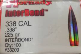 Hornady 338 Interbond , Hornady 338 Interbons 225gr bullets for only R990.00 per box(100)