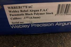 For Sale:Webley Rebel Airgun, Webley Rebel x2 for sale, one brand new in box, the other fired one afternoon on the farm, my kids cleerly have no interest.