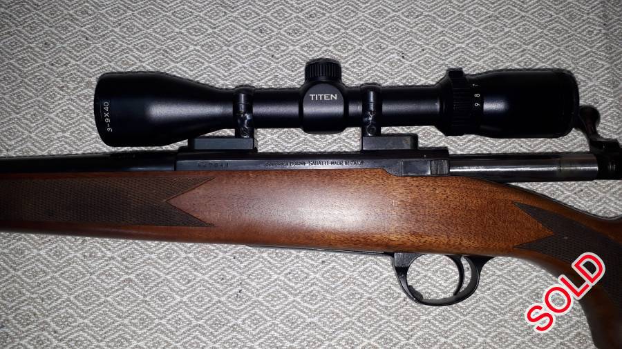 FOR SALE : SABATTI 9,3X62 RIFLE, 9.3 X 62  SABBATI WITH SCOPE. ONLY 100 SHOTS FIRED.  USED ONLY FOR SAHGC BIG BORE SHOOTING DISICIPLINE. RIFLE TO BE SENT DEALER. STORAGE COST FOR THE BUYER.