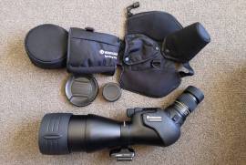 Vanguard Endeavor HD 82A, This Vanguard spotting scope is in excellent condition and has only been used 3 times. It is a 20-60 x (82) power. This spotting scope comes with a zip on dust and safety cover, foldable stand, and caps. This is the best quality spotting scope that I have ever used.