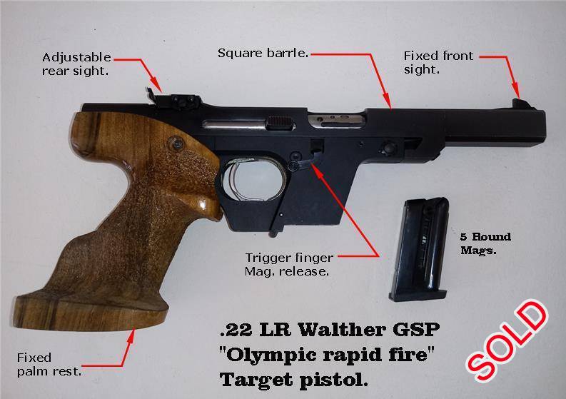 Pistols, Target Pistols, Walther - GSP, Walther, GSP - Olympic rapid-fire pistol, .22 LR, Like New, South Africa, Gauteng, Roodepoort