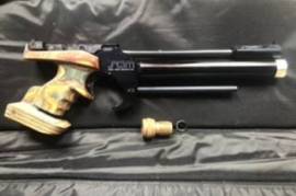 SAM K-15 Competition ISSF PCP Air Pistol, SAM Legano K-15 Competition Air Pistol
by Cesaro Morini
comes with both the long K15 (normal) and short K9 (for younger shooters) barrels and cylinders
Rink L RH grip
SAM carry bag