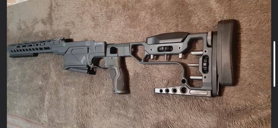 Maximus Howa LA chassis, Its a aluminium chassis for howa long action
hardly used still brand new and would say one of the best and nicest looking chassis build locally 