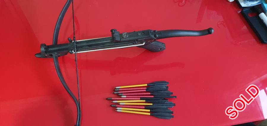 Guerilla Keeman crossbow, Guerilla Keeman crossbow, 80lbs draw weight in good condition, comes with 13 crossbow bolts.