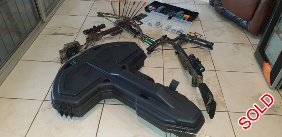 2 Crossbow Package and accessories , Predator 375
375 f.p.s
Draw weight 180 lbs
Ten Point 4x32 Scope
Very good condition
6 Point Pro Slider
305 f.p.s
Draw weight 175 lbs
Acu Draw 50
Ten Point 4x32 Scope
4 x Ten point pro elite bolts
Plano 1131 hard carry case
Lots of other accessories incuded
Feel free to ask for more pictures 