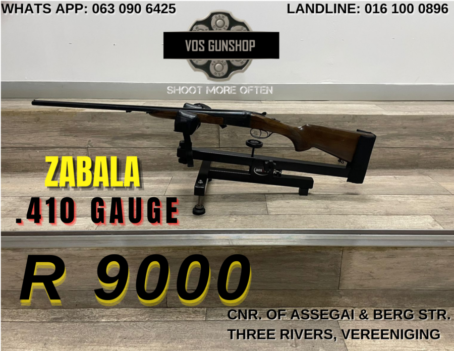 ZABALA .410 GAUGE SIDE BY SIDE SHOTGUN, Treat yourself with this Beautiful Zabala .410 Gauge Side By Side Shotgun. 

Feel free to Call, Email, Visit the Shop or Whats App at any time.