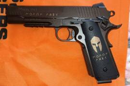 Sig Sauer SPARTAN 1911 Replica Co2 BB Pistol, I bought this in October. Used 1 mag. Put it away. No space to use it.
it's a replica in every way of the Spartan 1911 limited edition.

Comes with 7 gas cartridges, 1000 BBs, older holster, in box with booklet still. This is mint!!!